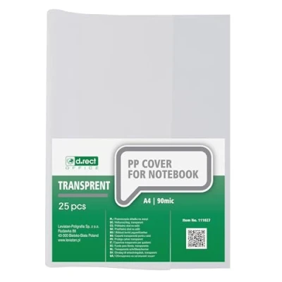 Image of D.RECT Notebook Covers Set of 25 DIN A4 Transparent Book Made Durable and Wipe Clean Polypropylene Film Strong, 90 Microns Clear
