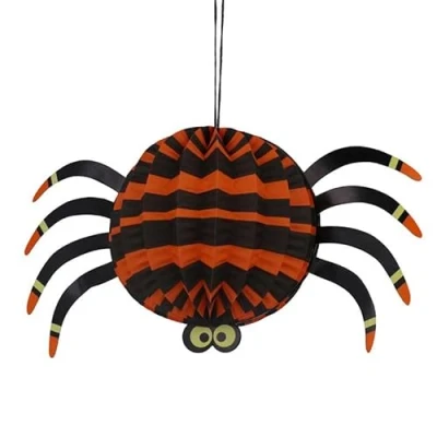 Image of Gisela Graham Paper Honeycomb Spider Hanging Halloween Decoration