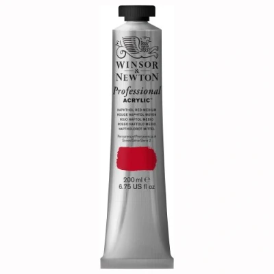 Image of Winsor &amp; Newton 2337423 200ml Professional Acrylic Colour Tube Naphthol Red Medium