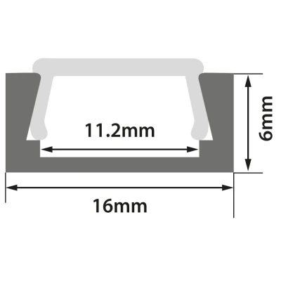 Image of Aluminium LED Tape Profile Channel Diffuser Shallow Section 2m