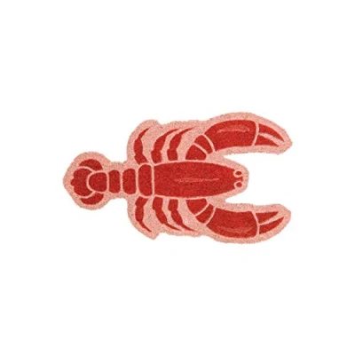 Image of Fisura Shaped entrance mat. Original Coconut doormat with PVC anti slip backing. Measurements: 70 x 40 cm. (Lobster, red)