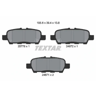 Image of 2577813805, 8405D1288, 8501D1393 Brake pad set TEXTAR 2577801 with acoustic wear warning NISSAN: Juke, Leaf II, X Trail, INFINITI: Q50 Saloon