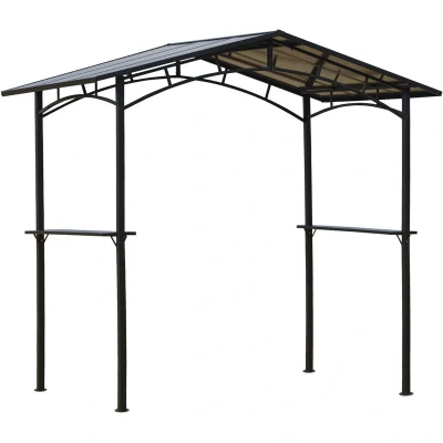 Image of Outsunny 8ft X 5ft Outdoor Bbq Protective Gazebo Aluminium Steel Frame w/2 Shelves