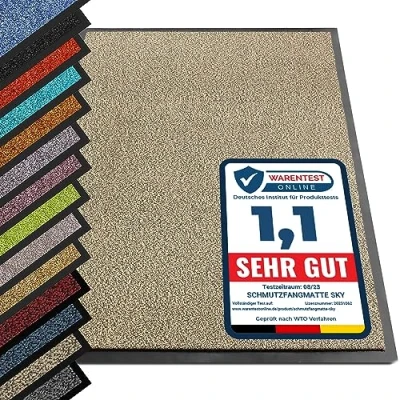 Image of etm Non slip Dirt Trapper Mat Absorbent Heavy duty Entrance for Indoor and Outdoor (Beige/Black, 90 x 150 cm) Washable Door Barrier Front Doormat