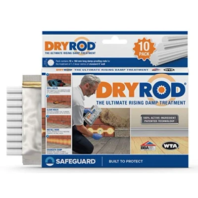 Image of Dryrod Damp Proofing Rods (10 Pack) BBA Approved Rising Treatment, Stronger Than DPC Injection Creams. Coverage 1.2m