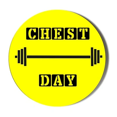 Image of GYM BODYBUILDING CHEST DAY YELLOW BACKGROUND 45mm Medium Fridge Magnet