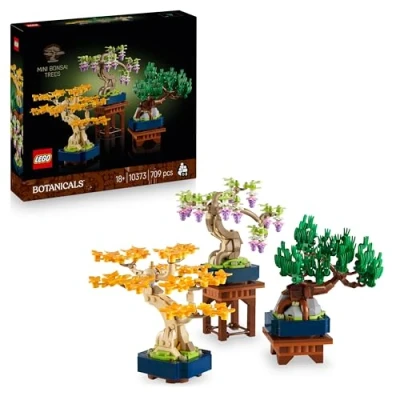 Image of LEGO Botanicals Mini Bonsai Trees Gingko, Black Pine &amp; Wisteria Artificial Plants with Display Stands DIY Home Decor Model Kit Gift for Adults 10373