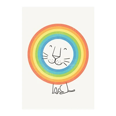 Image of Brainbox Candy Funny Cute Humorous &#039;Happy Lion&#039; Novelty Postcard