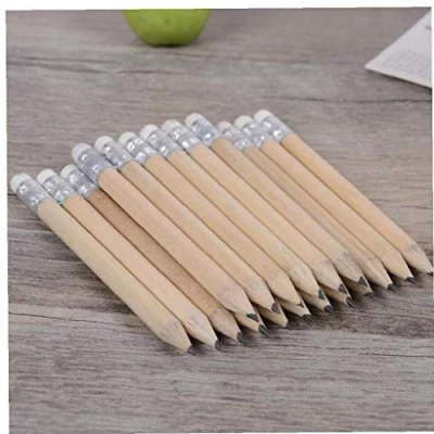 Image of 5 Pcs Mini Wood Pencil with Eraser Log Short Size for Classroom