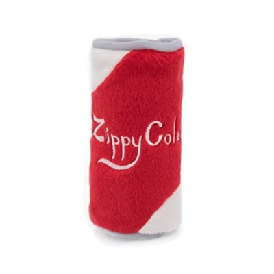 Image of ZippyPaws Squeakie Can, Stuffing Squeaker Plush Beverage Dog Toy Zippy Cola