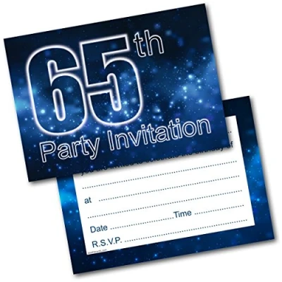Image of Doodlecards 65Th Birthday Party Invitations Male Invites Pack of 20 Postcards and Envelopes
