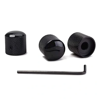 Image of Alnicov Precision Guitar Control Knobs With (6.0MM) Dia. Shaft Pots Set Of 3 Knurled Potentiometer Dome Knobs(Black)