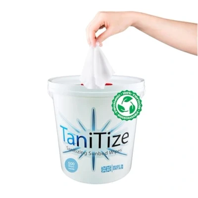 Image of TaniTize Sunbed Cleaner Wipes, Antibacterial Surface &amp; Salon Cleaning Kills: 99.99% of Germs Harmful Bacteria 500 count (Pack 1)