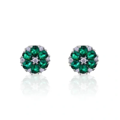 Image of CHERUBIC Women 925 Sterling Silver Stud Earrings Flower Shape Cubic Zirconia Hypoallergenic Simulated Diamond Halo Crystal Gifts For