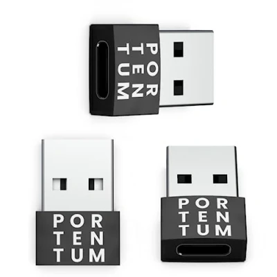 Image of PORTENTUM USB C to Adaptor 3 Units 480 MB Speed Premium Zinc Allow with High Heat Resistance adapter Black