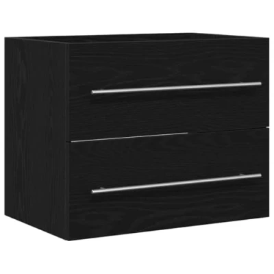 Image of vidaXL Bathroom Sink Cabinet/Vanity Cabinet Black Oak 60x38.5x48 cm Engineered Wood, Modern Furniture for Storage