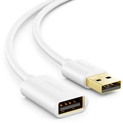 Image of deleyCON 0.5 m USB 2.0 High Speed Cable Extension A Male to Female White