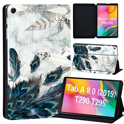 Image of FINDING Case Galaxy Tab A 8.0 2019 T290 T295, Slim Light Cover Stand Hard Shell Folio for inch Tablet Model SM (Wi Fi) T295 (LTE) (feather art)