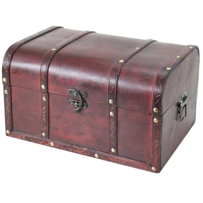 Image of HMF 6406 135 Wooden Treasure Chest 35 x 25 20 cm Large Portugal