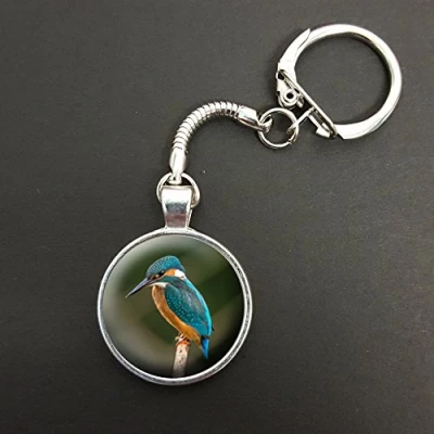 Image of Kingfisher Pendant On A Snake Keyring Ideal Birthday Gift N110
