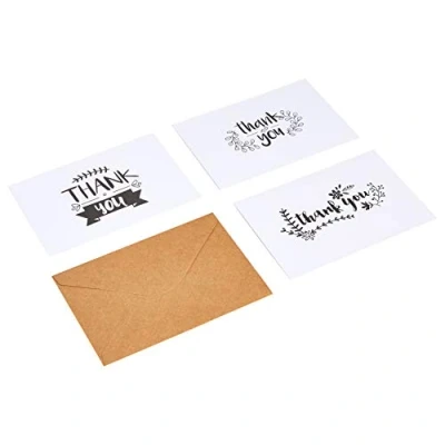 Image of Amazon Basics Thank You Cards and Envelopes, 48 Count, Black/White
