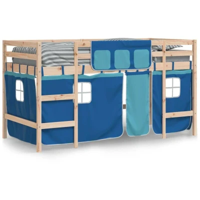 Image of vidaXL Kids&#039; Loft Bed with Curtains without Mattress Blue 90x190cm
