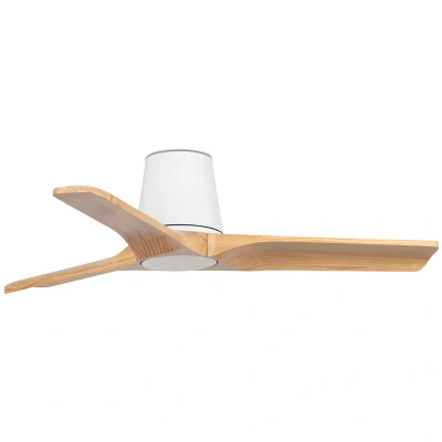 Image of Heypine Small 3 Blade Ceiling Fan Matt White, Pine