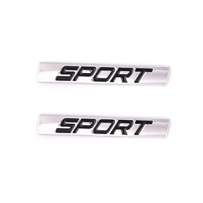 Image of 2Pcs Sport Emblem 3D Metal Car Decoration Adhesive Letter Truck Badge Sticker (Silver Black)