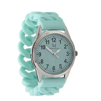 Image of Stretch Band Wrist Watch Simple to Slip on and Off Easy Read Dial, Precision Quartz Movement No Fiddly Buckles or Catches from Easylife in Turquoise