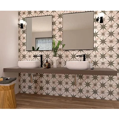 Image of Orion Green Verde Star Porcelain Single Tile 225mm x Ideal for Bathrooms, Kitchens and Much More!