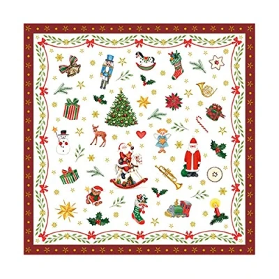 Image of Ambiente 3 Ply Red Paper Napkin, Pack of 20, 33x33 cm, Disposable Napkin