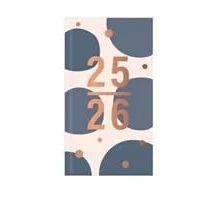 Image of Premium Slim Hardback Academic Diary 2025 2026 WTV Paper Week to View Mid Year Slimline Fashion Cover Diary, Planner (Circles)