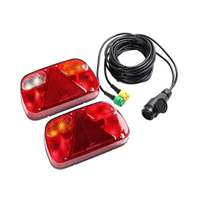 Image of ETUKER 1Pair Trailer Tail Lights Kit Rear Lamp, 12V Universal Waterproof Light Kit, With 13 Pin Plug 2pcs 5.5m Long 5 Core Cable, For Caravan/Truck/Trailer/Tail Lamp