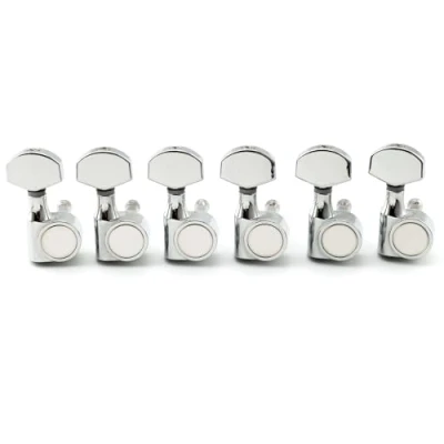 Image of Musiclily Pro 6 in line 15:1 Ratio 1 Pin Full Sealed Machine Heads Tuners Tuning Pegs Keys with Hex Button for SQ Strat Tele Style Electric Guitar, Chrome