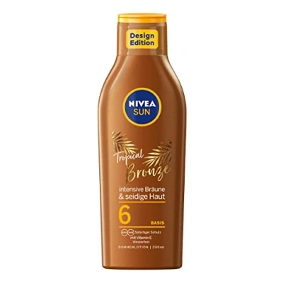 Image of Nivea Sun Tropical Bronze Lotion SPF 6, Protection for Long Lasting Tan without Self Tanning, Cream with Carotene Extract and Vitamin E, 200 ml