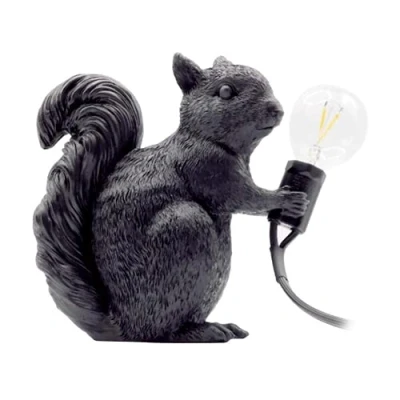 Image of ausuky Modern Resin Squirrel Table Lamp Light Bedside LED Home Decor Desk Fixtures (Black)