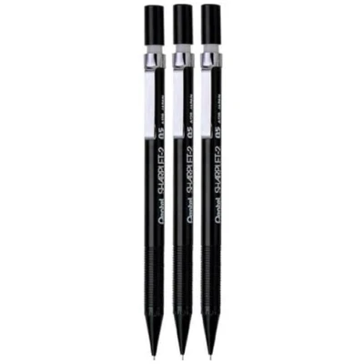 Image of Pentel 0.5mm (A125) Black Sharplet 2 Automatic Pencil Drafting Mechanical Refillable Lead &amp; Eraser A125 A (Pack Of 3)