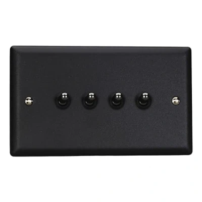 Image of Varilight Urban Matt Black 4 Gang 2 Way 10 Amp Toggle Switch