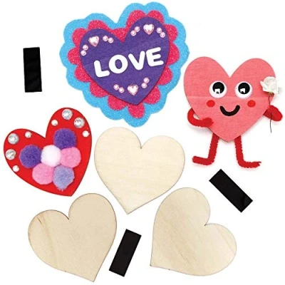 Image of Baker Ross AX692 Heart Fridge Magnets Pack of 12, for Kids Painting Arts and Crafts Activities, Great Valentine’s Day,Small