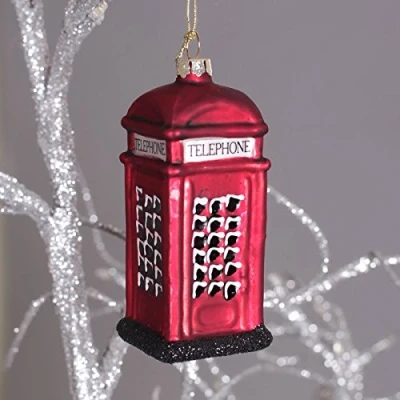 Image of Gisela Graham Red Glass Telephone Box Tree Decoration