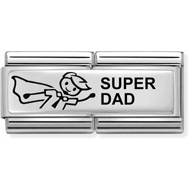 Image of Nomination Silver and Enamel Double Super Dad Friends &amp; Family Cha