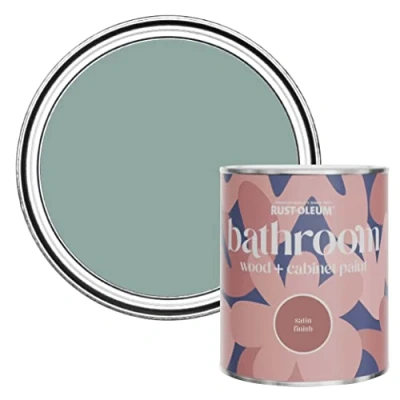 Image of Rust Oleum Blue Moisture Resistant Bathroom Wood and Cabinet Paint in Satin Finish Gresham 750ml