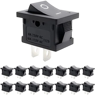 Image of ZUPAYIPA 15 Pcs AC 6A/250V 10A/125V 2 Solder Lug SPST On/Off Mini Boat Rocker Switch Car Auto Round Pin Toggle Snap