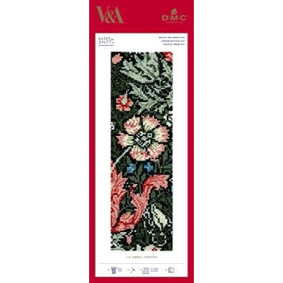 Image of DMC Stitch Kit Compton J.H. Dearle, Includes No. 25 Embroidery Thread, Needle, Aida Tape · White 16 Count and Design