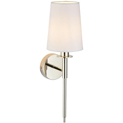Image of Florence Wall Lamp Bright Nickel Plate &amp; Vintage White Fabric