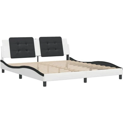 Image of vidaXL Bed Frame without Mattress &quot;Zadar&quot; White and Black 180x200 cm Super King Faux Leather