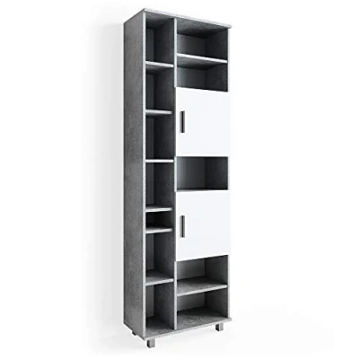 Image of Vicco Bathroom cabinet Ilias, Concrete/White, 60 x 190 cm