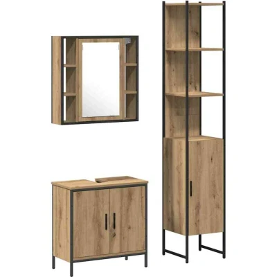 Image of vidaXL Bathroom Cabinet Artisan Oak 33x33x185.5 cm Engineered Wood