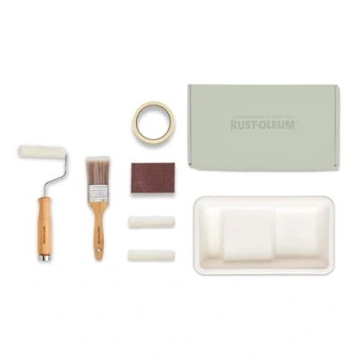 Image of Rust Oleum Ready to Roll Eco Paint Kit (Small) Bathroom Wood &amp; Cabinet Gloss Fresh Greens