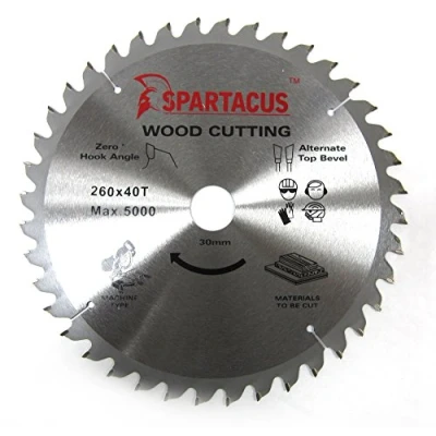 Image of Spartacus 260mm Diameter x 40 Teeth 30mm Bore Wood Cutting Mitre Chop Saw Blade Fits Makita LF1000 LS1040 LS1013